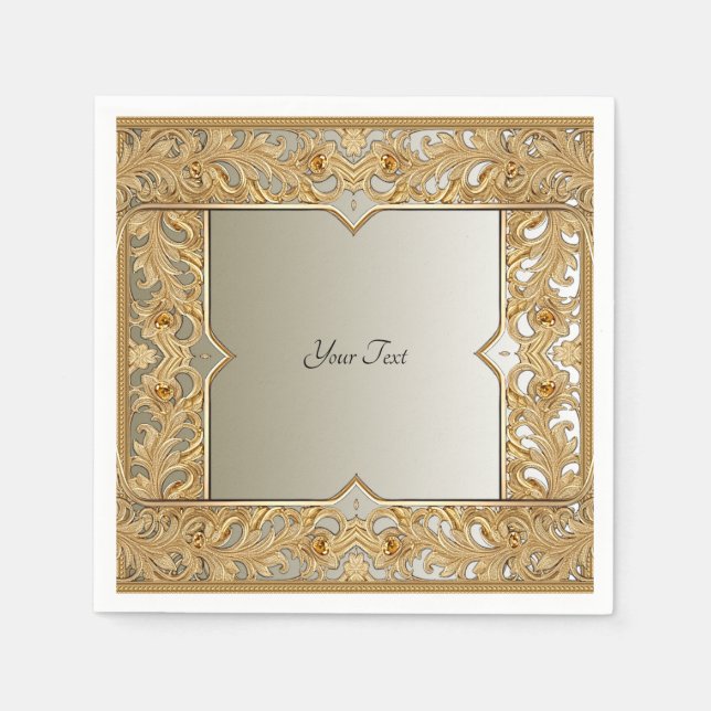 Guardanapo De Papel Ornamentado Dourado moderno Napkins (Frente)