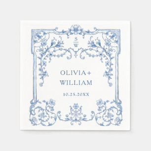 Guardanapo De Papel Ornamentado Grace Victorian Floral Blue Flowers Ca