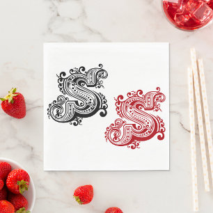 Guardanapo De Papel Ornamentado Vintage - Letra S Monograma