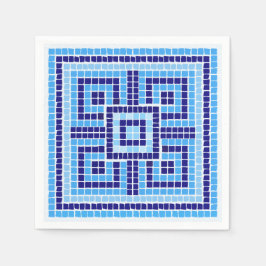 Guardanapo De Papel Ornamento do Azulejo Mosaico Grego - Sombras do Az