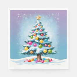 Guardanapo De Papel Ornamentos Coloridos da Árvore de Natal de pop Art