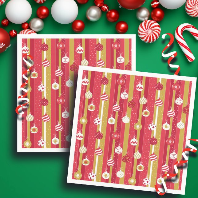 Guardanapo De Papel Ornamentos de Árvore de Natal Amarelo Vermelho (Criador carregado)