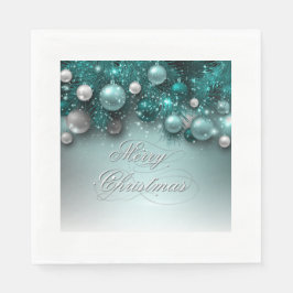 Guardanapo De Papel Ornamentos de Natal - Teal