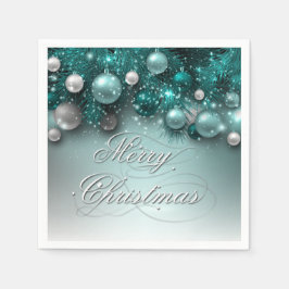 Guardanapo De Papel Ornamentos de Natal - Teal