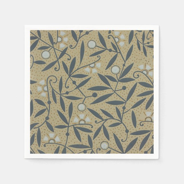 Guardanapo De Papel Ornate floral pattern with dark blue vines  (Frente)