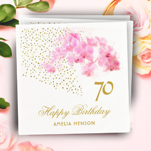 Guardanapo De Papel Orquídea Cor de Água Dourada Glitter Aniversário d