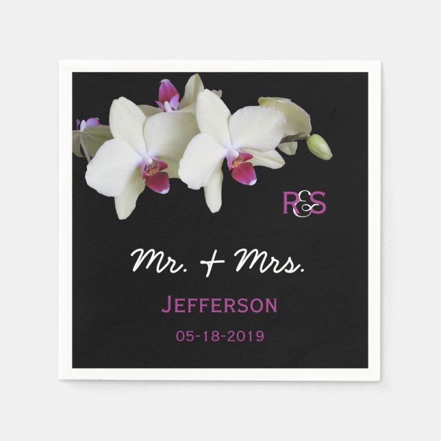 Guardanapo De Papel Orquídea de Casamento Floral Napkins (Frente)