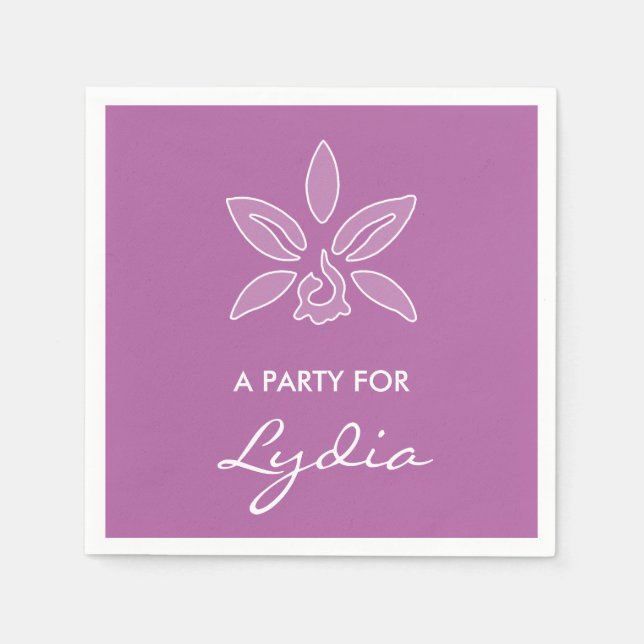 Guardanapo De Papel Orquídea Elegante Flor Púrpura Simples Negrito Com (Frente)