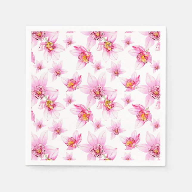 Guardanapo De Papel Orquídeas Aquarelas Design 15 (Frente)