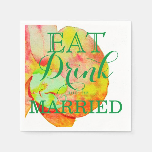 Guardanapo De Papel Orquídeas Caribe, flores aquáticas tropicais (Frente)