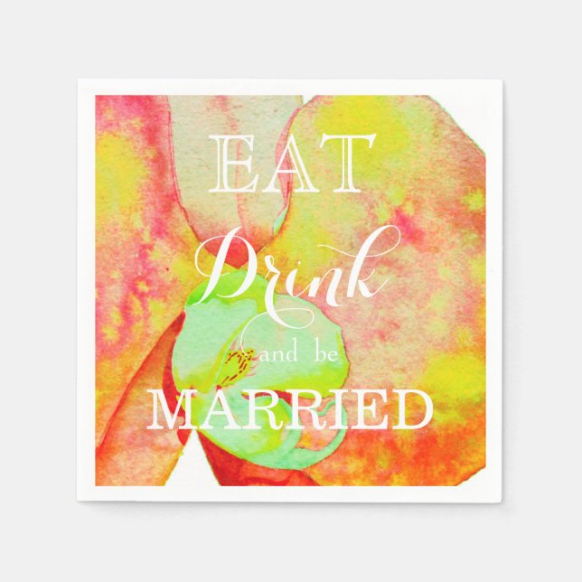 Guardanapo De Papel Orquídeas Caribe, flores aquáticas tropicais (Frente)