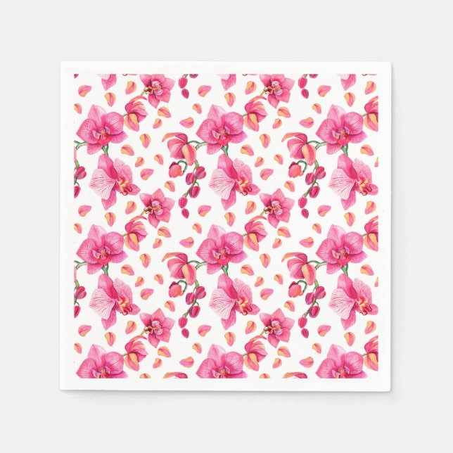 Guardanapo De Papel Orquídeas de Aquarela Design 2 (Frente)