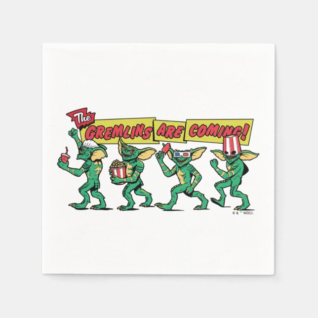 Guardanapo De Papel Os Gremlins™ Estão Chegando (Frente)