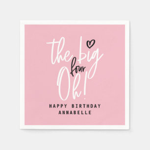 Guardanapo De Papel Os quatro grandes! cor-de-rosa aniversário de 40