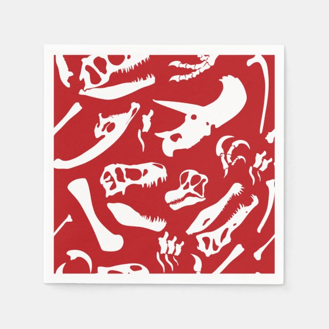 Guardanapo De Papel Ossos do Dinossauro (Vermelho) (Frente)
