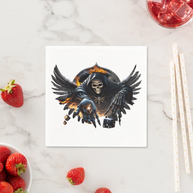 Guardanapo De Papel Ossos e magia, esqueleto com dados místicos. (Insitu)