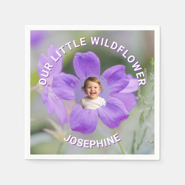 Guardanapo De Papel Our Little Wildflower Violet Geranium Custom Photo (Frente)