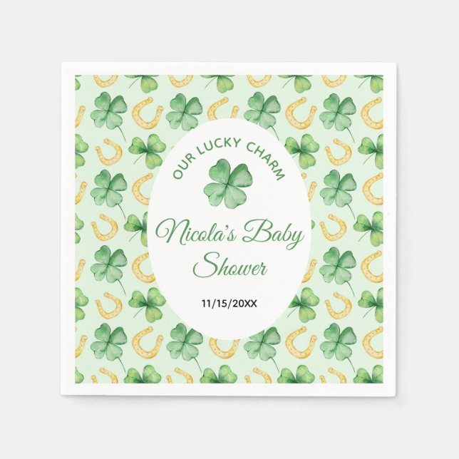 Guardanapo De Papel Our Lucky Charm St Patrick's Baby Shower (Frente)