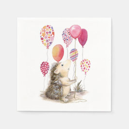 Guardanapo De Papel ouriço com balões cor-de-rosa