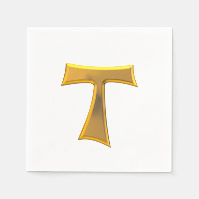 Guardanapo De Papel Ouro 3-D Olhar Franciscan Tau Cross (Frente)
