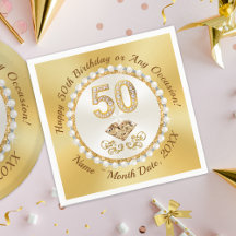 Ouro, 50º Aniversário Napkins Personalizado,