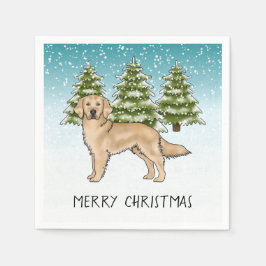 Guardanapo De Papel Ouro Amarelo Retriever Azul Natal