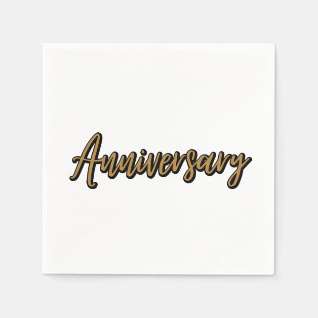 Guardanapo De Papel Ouro Anniversário 3 Ply Napkins (Frente)