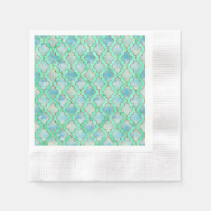 Guardanapo De Papel Ouro aquático e padrão maroccano verde
