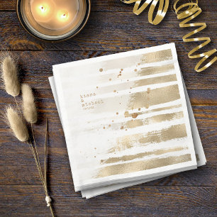 Guardanapo De Papel Ouro Brush Stroke Stripes, ID de casamento655