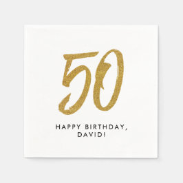 Guardanapo De Papel ouro de aniversário de 50 anos personalizado