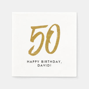 Guardanapo De Papel ouro de aniversário de 50 anos personalizado