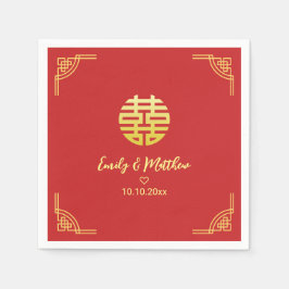 Guardanapo De Papel Ouro de casamento chinês duplo xi