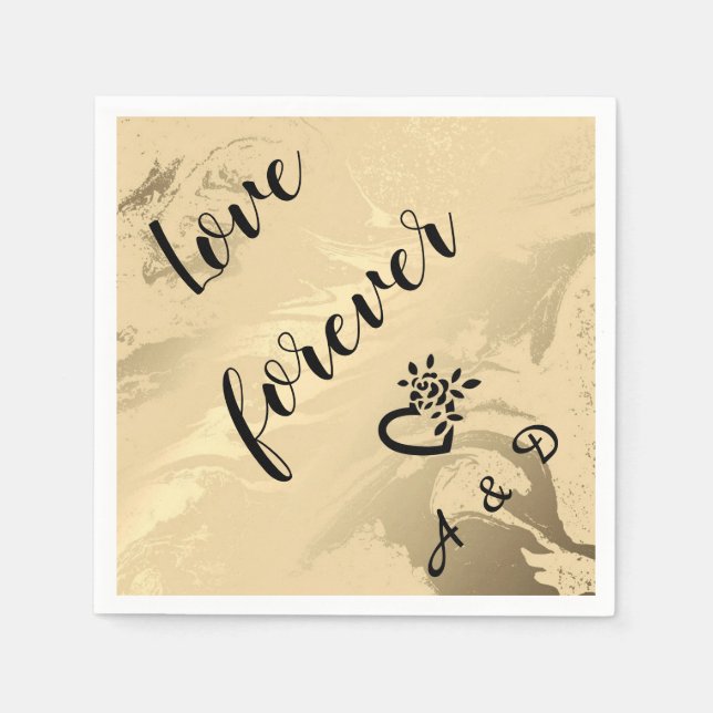 Guardanapo De Papel Ouro de mármore Elegante (Frente)