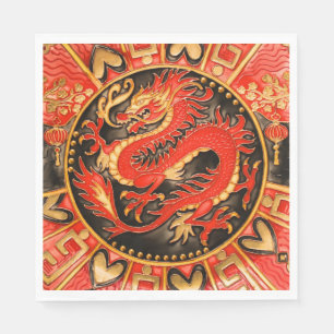 Guardanapo De Papel Ouro Dourado Tradicional do Dragão Chinês Antigo