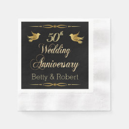 Guardanapo De Papel Ouro Elegante 50º Livro do Aniversário de Casament