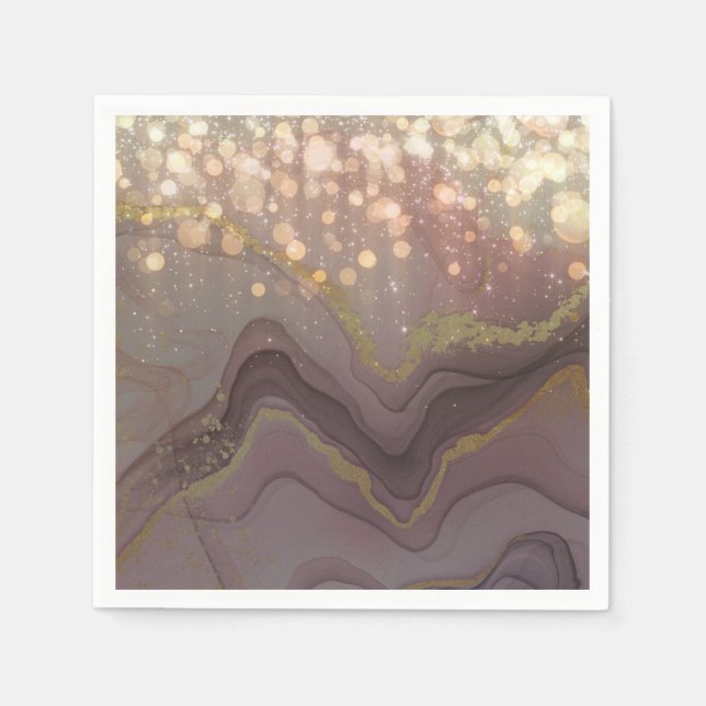 Guardanapo De Papel Ouro elegante Derramamento de brilho (Frente)