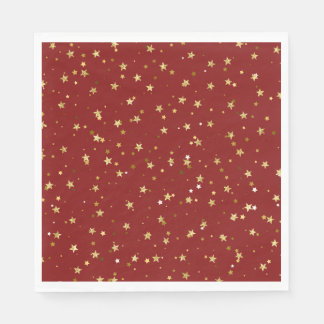 Guardanapo De Papel Ouro estrelado em fundo vermelho