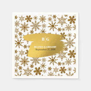 Guardanapo De Papel Ouro Flocos de Neve Casamento de Natal Festivo