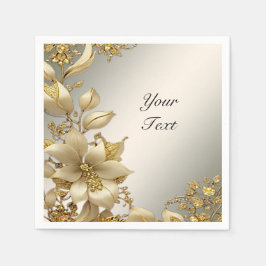 Guardanapo De Papel Ouro Floral Napkins