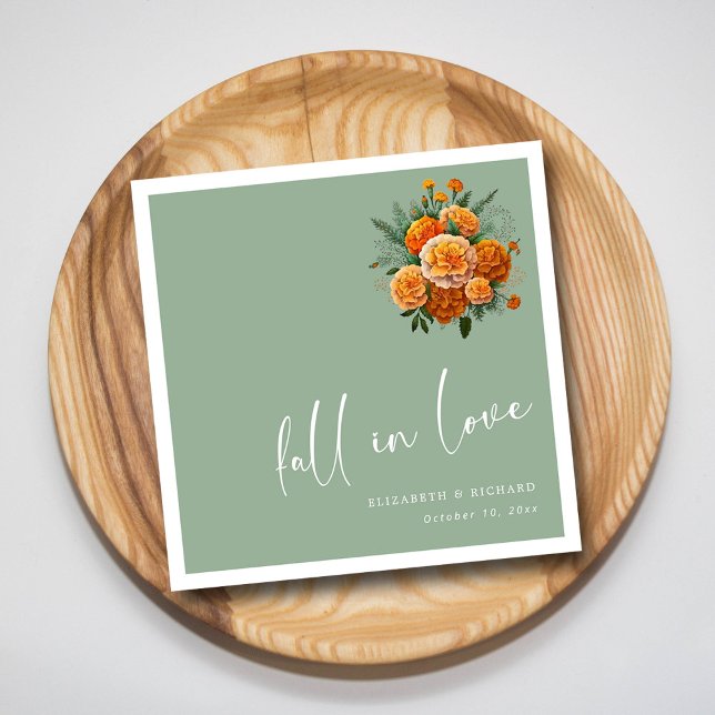 Guardanapo De Papel Ouro Marigold Elegance: Casamento moderno de sábio (Golden Marigold Elegance Modern Sage Wedding Napkins)