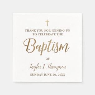 Guardanapo De Papel Ouro Moderno Personalizado e batismo branco