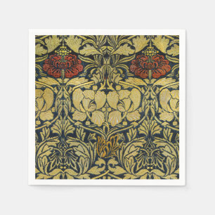 Guardanapo De Papel Ouro Padrão do Morris Vintage 1890 Tulip & Rosa