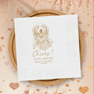 Guardanapo De Papel Ouro Retriever Cachorro Anima Coquetel Personaliza