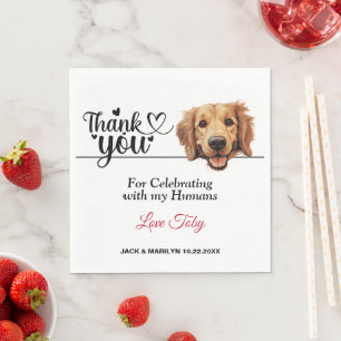 Guardanapo De Papel Ouro Retriever Casamento Obrigado