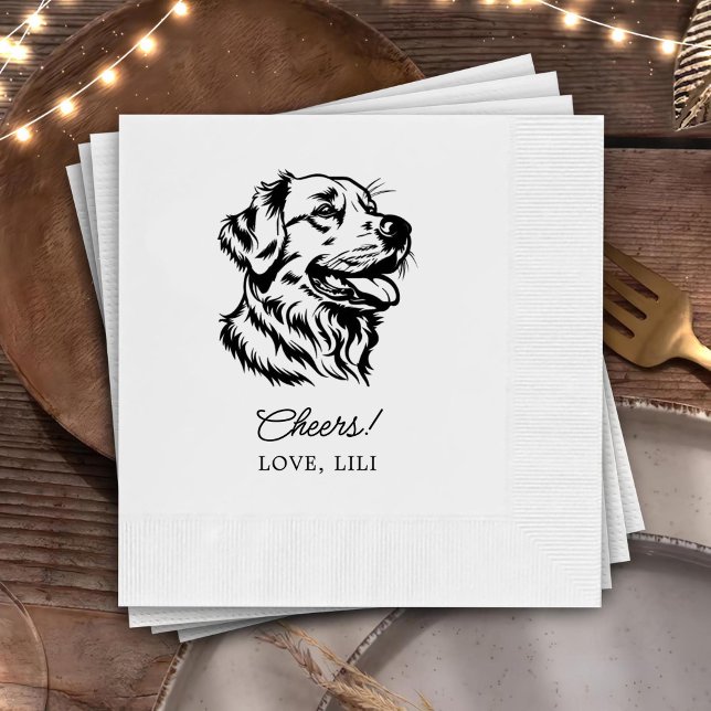 Guardanapo De Papel Ouro Retriever Dog Personalizado Cheque (Criador carregado)