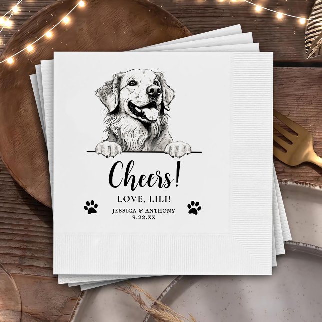 Guardanapo De Papel Ouro Retriever Dog Personalizado Cheque (Criador carregado)