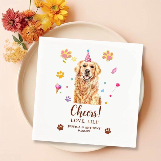 Guardanapo De Papel Ouro Retriever Dog Personalizado Cheque (Criador carregado)