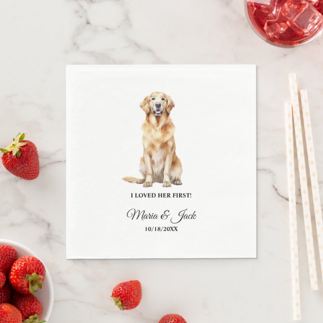 Guardanapo De Papel Ouro Retriever Dog Wedkins com Foto (Insitu)