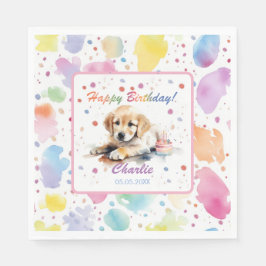 Guardanapo De Papel Ouro Retriever Watercolor Paper Napkins