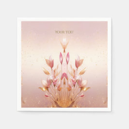 Guardanapo De Papel Ouro Rosa Deixa Napkins Floral